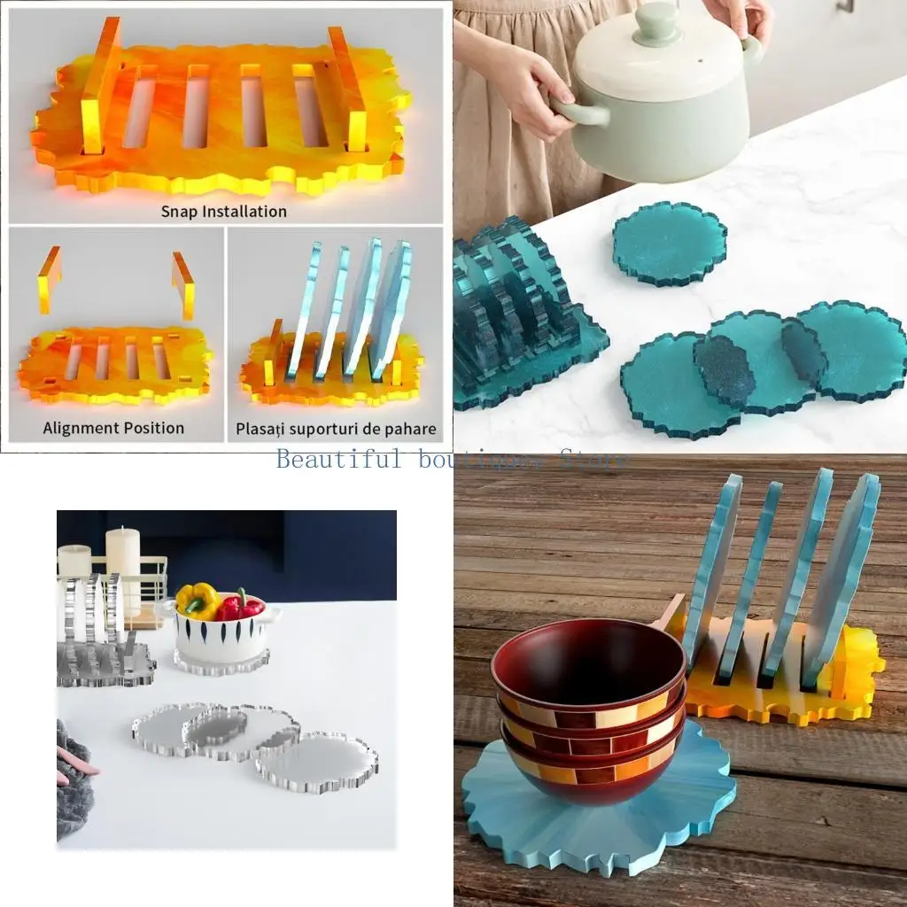 U4LF Silicone Mold Resin Tray Storage Rack Mold Flower-shaped Epoxy Resin Mold