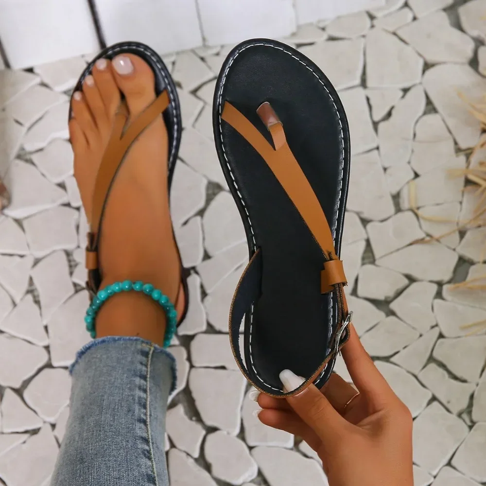 Women Sandals 2024 New Summer Shoes for Women Open Toe Casual Flip Flops Woman Sandals Buckle Strap Soft Bottom Ladies Shoes