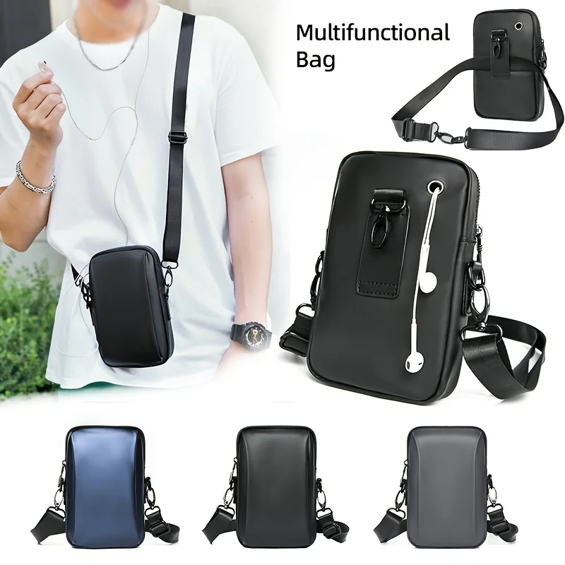 

Business Style Men Shoulder Bag Lightweight Portable Casual Mini Crossbody Phone Pouch Waist Bag with Detachable Shoulder Strap