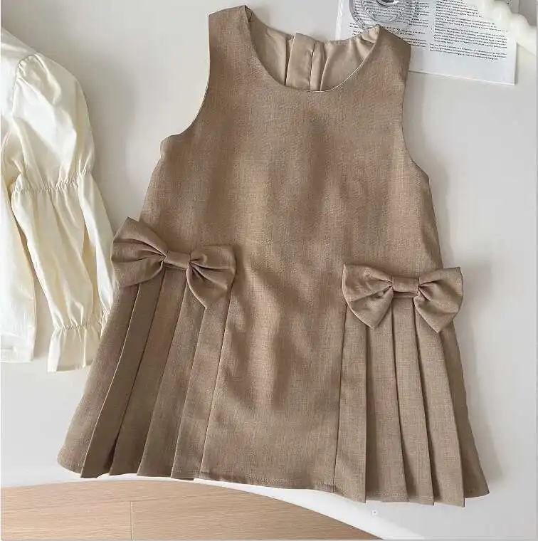 

New Baby Girls Fall Fashion Sets White Blouse + Vest Dress Princess Elegant Suits 2-7T