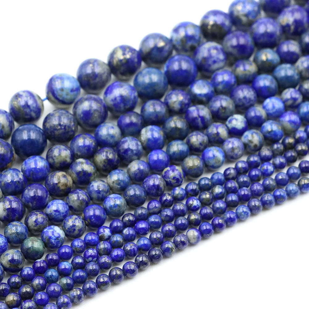 

Natural Stone Lapis Lazuli Round Loose Beads 4 6 8 10 MM Fit DIY Charm Bracelet Earring Bead For Crystal Jewelry Making Necklace