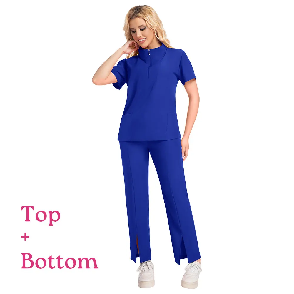 도매 클리닉 유니폼 의료 병원 간호사 남성 스크럽 세트 작업복 여성 치과 미용 스크럽 수술 가운 솔리드