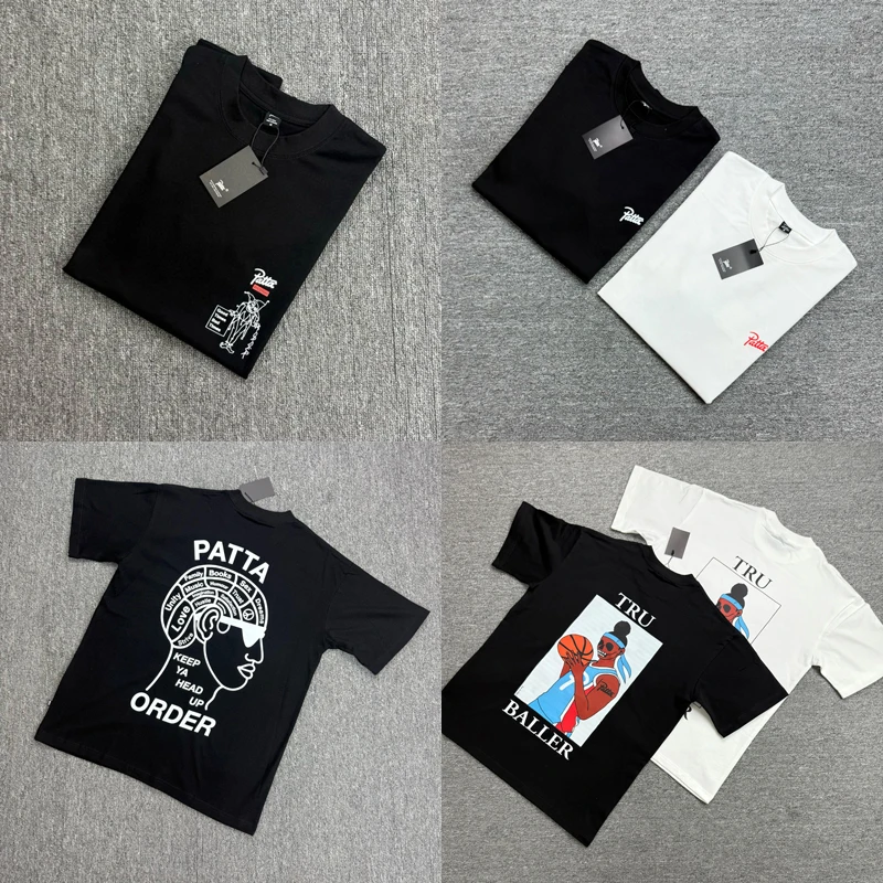 2026 New Arrived Patta T-shirts High Quality Real Photo Funny Abstract Print Top Tee Short Sleeve Men Women