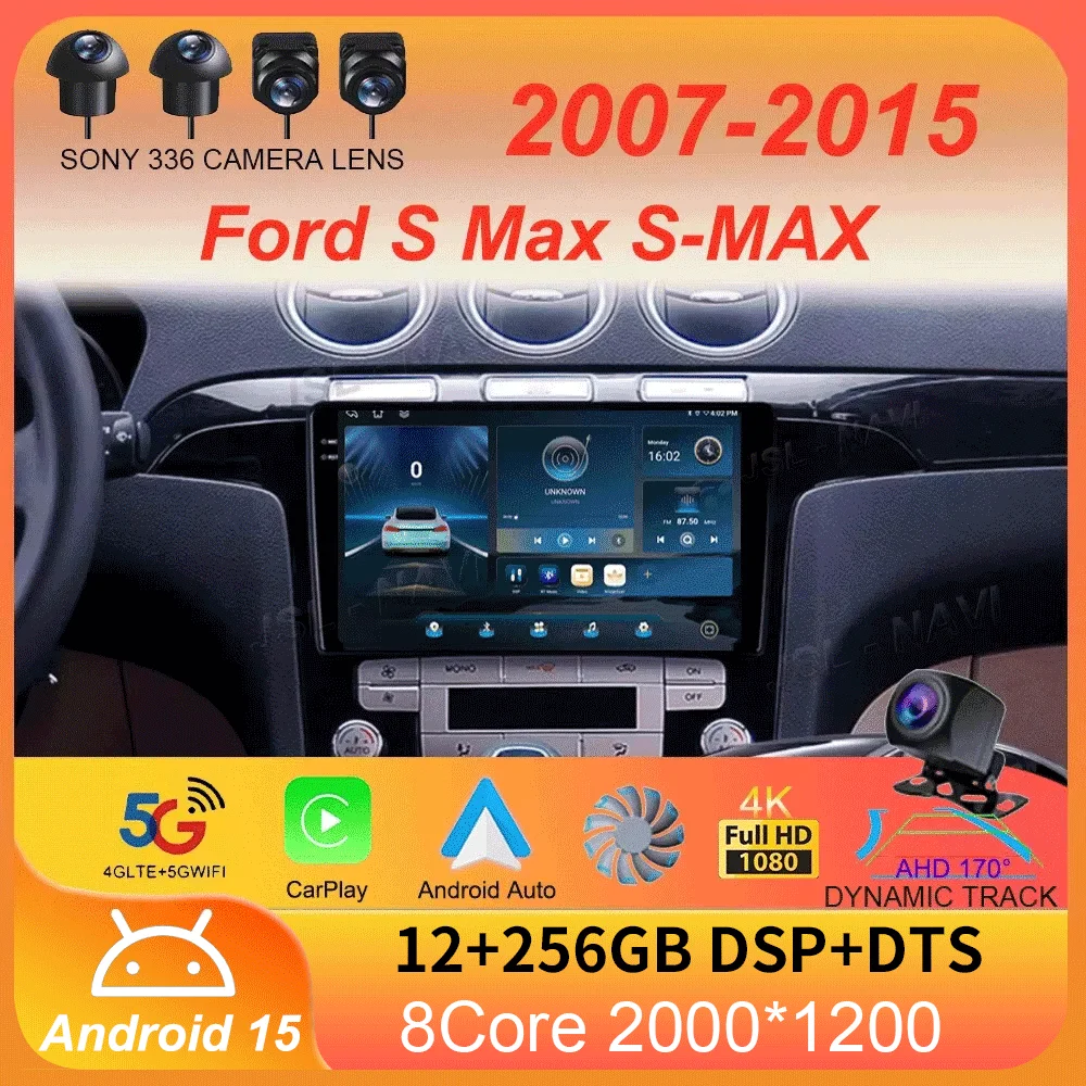 

Android15 Carplay Auto For Ford S Max S-MAX 2007 2008 2009 2010 2011 - 2015 Multimedia Car Radio Player Video WIFI+4G DSP Stereo