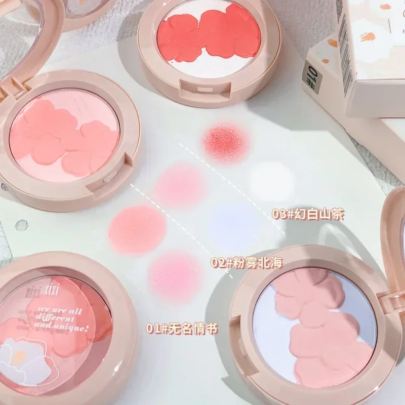 Flower Language Slightly Drunk Powder Blusher Bicolor Flower Powder Blusher Brightens Color Fine Powder Natural Decoration