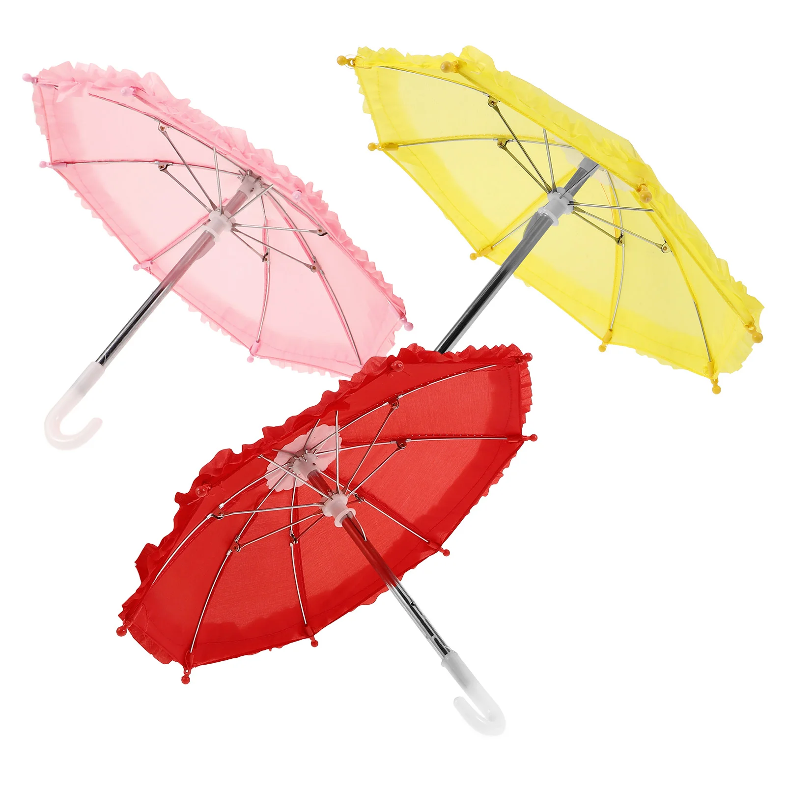 

3 Pcs Lace Toy Umbrella Decoration Children Cognitive Plaything Miniature Iron Photo Prop