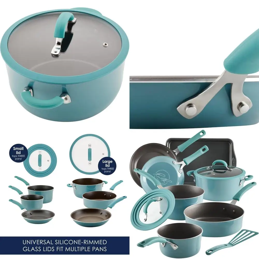 

10-Piece Agave Blue Nonstick Cookware Set: Cook & Create with Ease