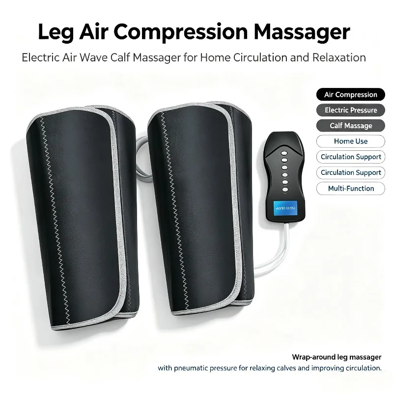 Leg Air Compression Massager, Electric Calf Wraps Massage Device, Adjustable Intensity Leg Relax Machine for Home Office Use