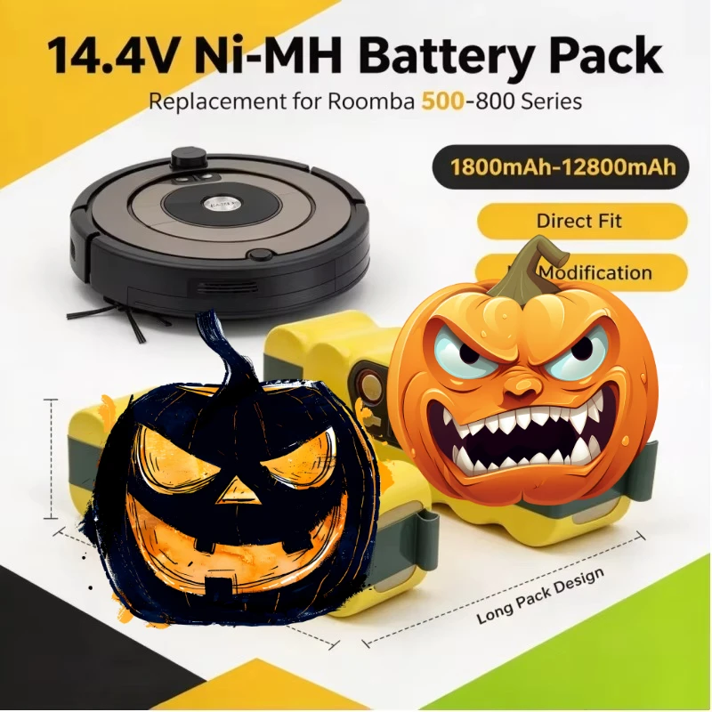 1800-12800mAh High Capacity 14.4V Ni-MH Battery Pack Replacement Spare Battery For Roomba 500-800 Robot Vacuum Cleaner