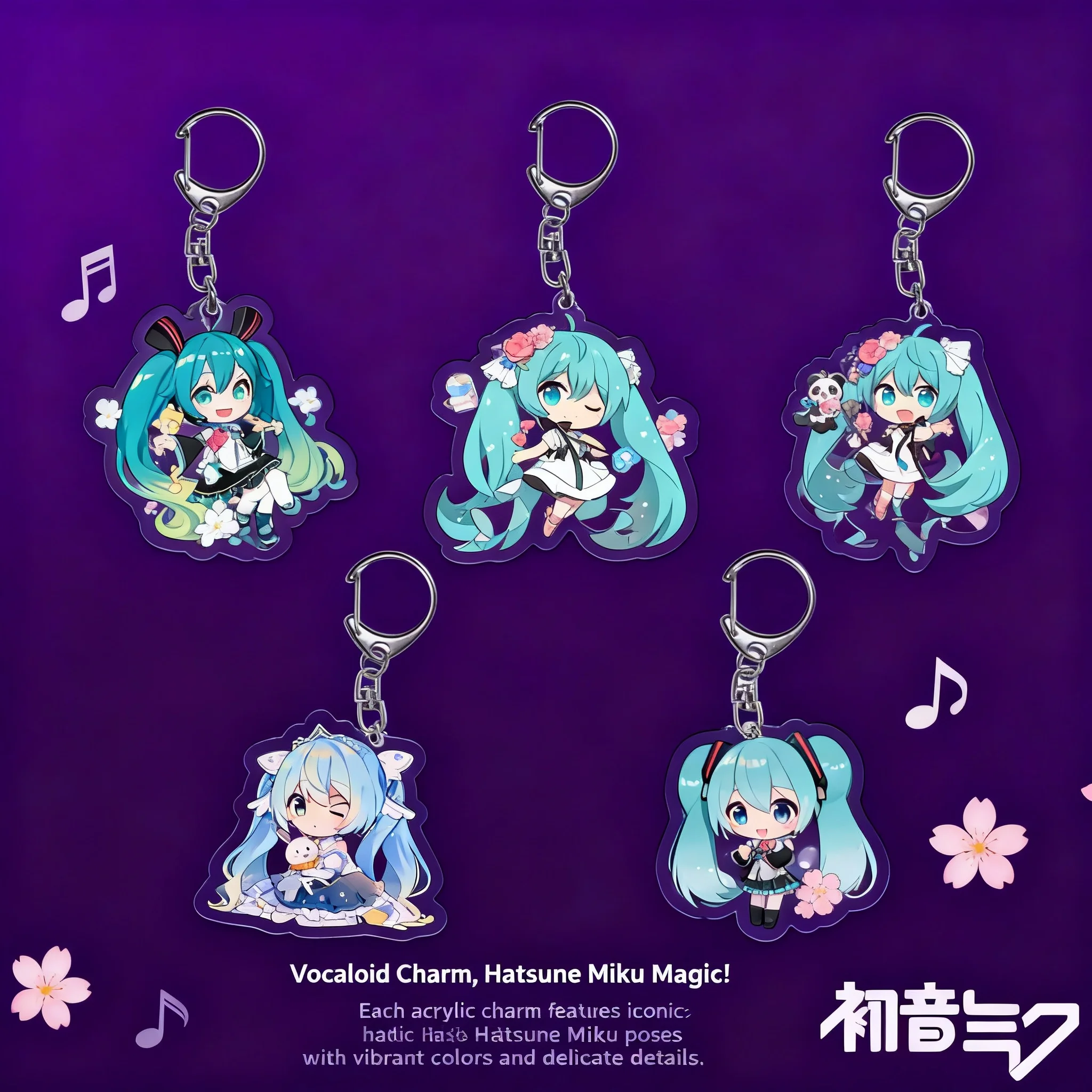 

Hatsune Miku Sakura Miku Kagamine Anime Star 2D Cartoon Acrylic Keychain Pendant Accessory