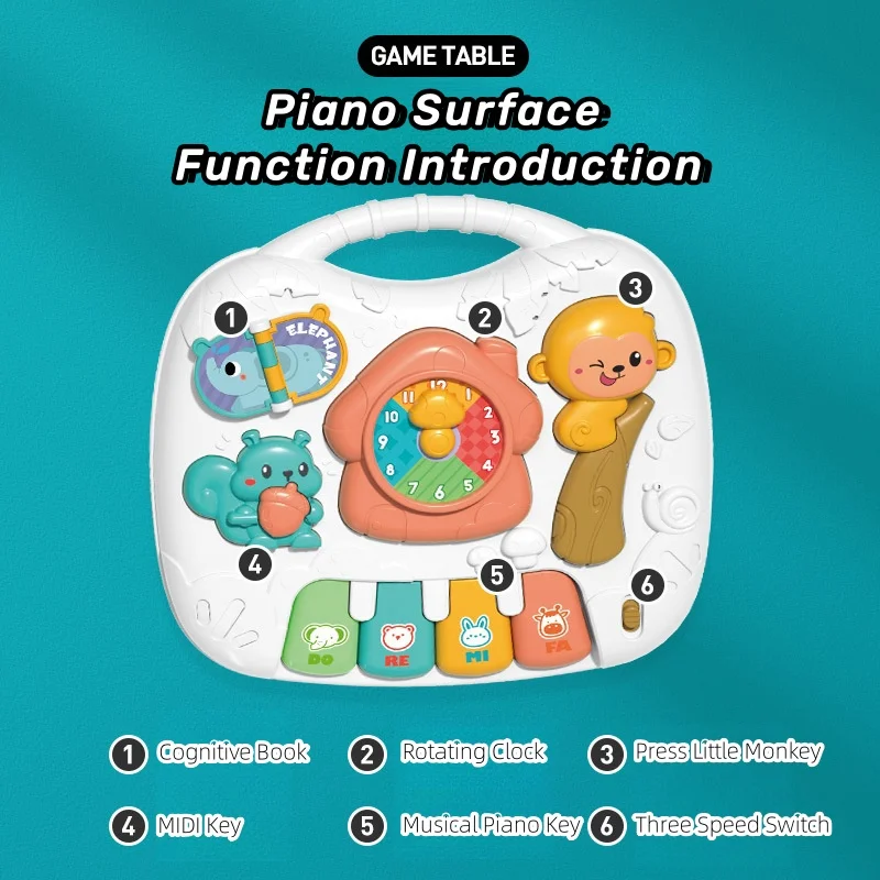 Baby Activity Table Toys Multi-functional Puzzle Game Early Education Enlightenment Table Electronic Organ Musical Toddler