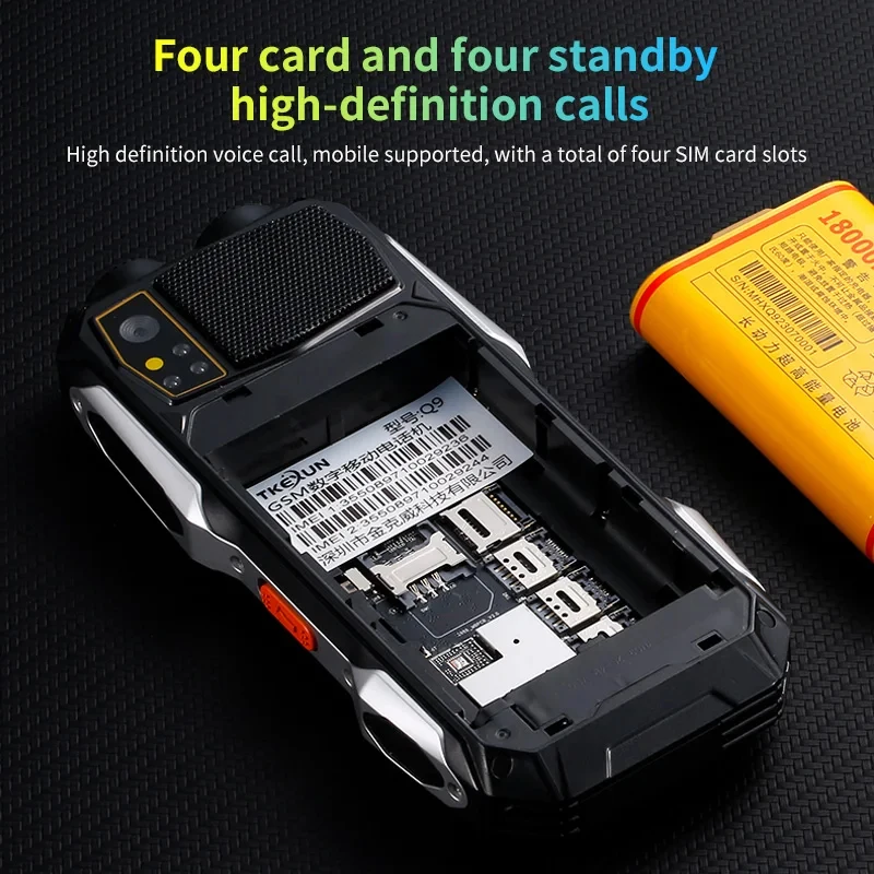 YEEMI Q9 GSM 2G Network Mobile Phone 4 SIM Cards Rugged Bar Cellphone 3.5Inch HD Display Big Battery Loud Voice Phone For Elder