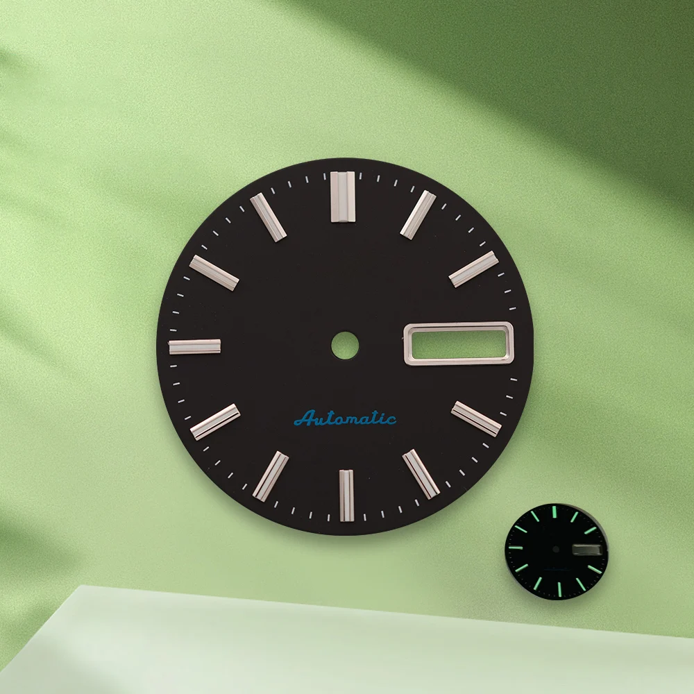 Quadrante NH35 con logo SS da 28,5 mm Quadrante arancione senza lancette adatto al movimento NH36 Accessori per la modifica dell'orologio luminoso verde