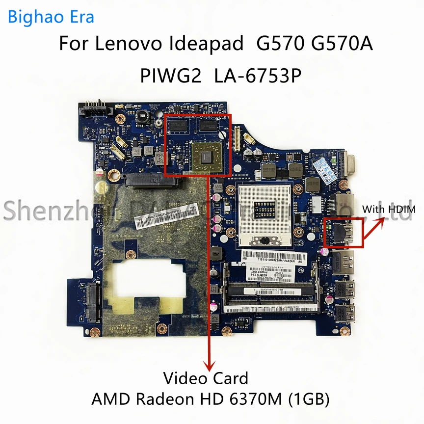 

For Lenovo Ideapad G570 G570A Laptop Motherboard PIWG2 LA-6753P With HM65 Chipset HD6370M 1GB Video Card 100% Fully Tested