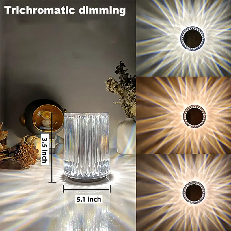 Line Crystal Table Lamp 3 Color /RGB16 Color Touch Remote USB Charging Atmosphere Light Spanish Style LED Small Night Light