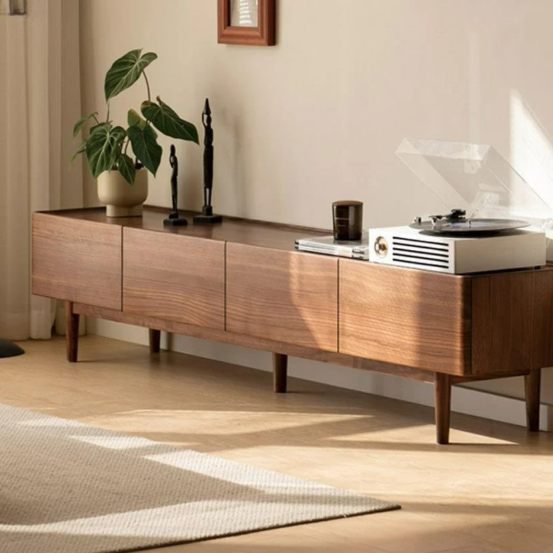 

Customizable Nordic Solid Wood Black Walnut TV Cabinet Modern Simple Living Room Tall Locker