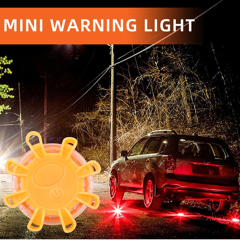 1/2X 8LED Emergency Car Light Safety Barricade Light Beacon Disc Flashing Warning Flare Kit With Magnetic Roadside Warning Flash