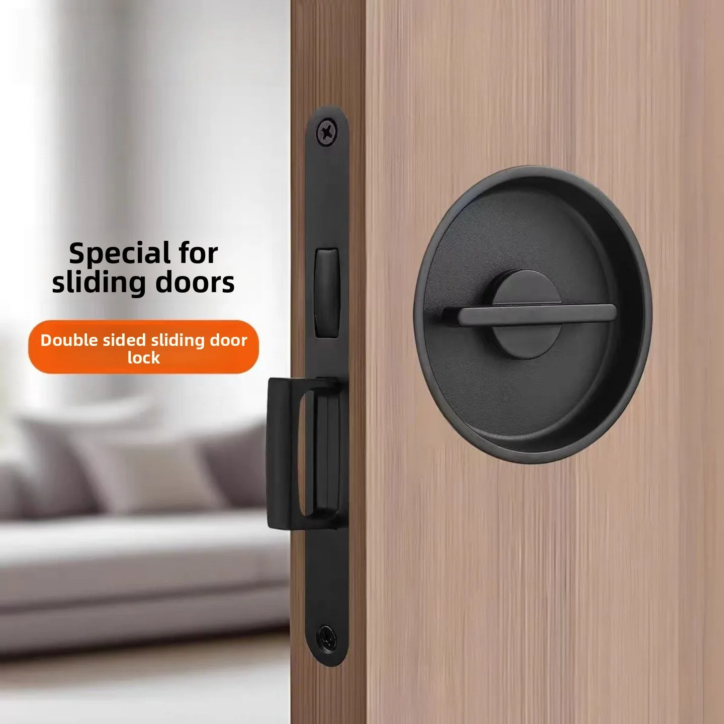Round Pocket Door Lock Household Bedroom Balcony Kitchen Wooden Door Room  Sliding  Sliding Door Lock
