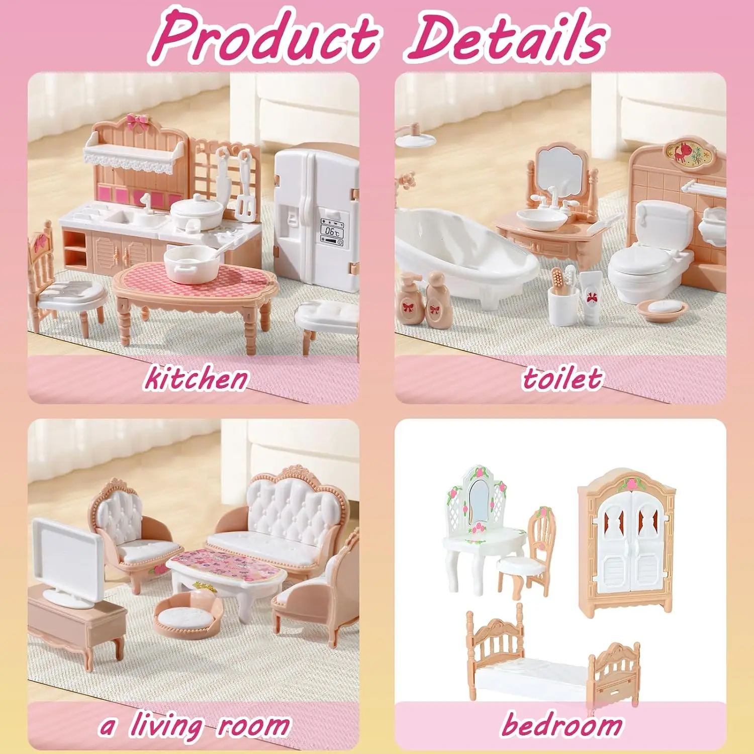 Casa de bonecas conjunto de móveis acessórios casa de boneca mini móveis fingir jogar quarto sala estar banheiro cozinha crianças aniversário
