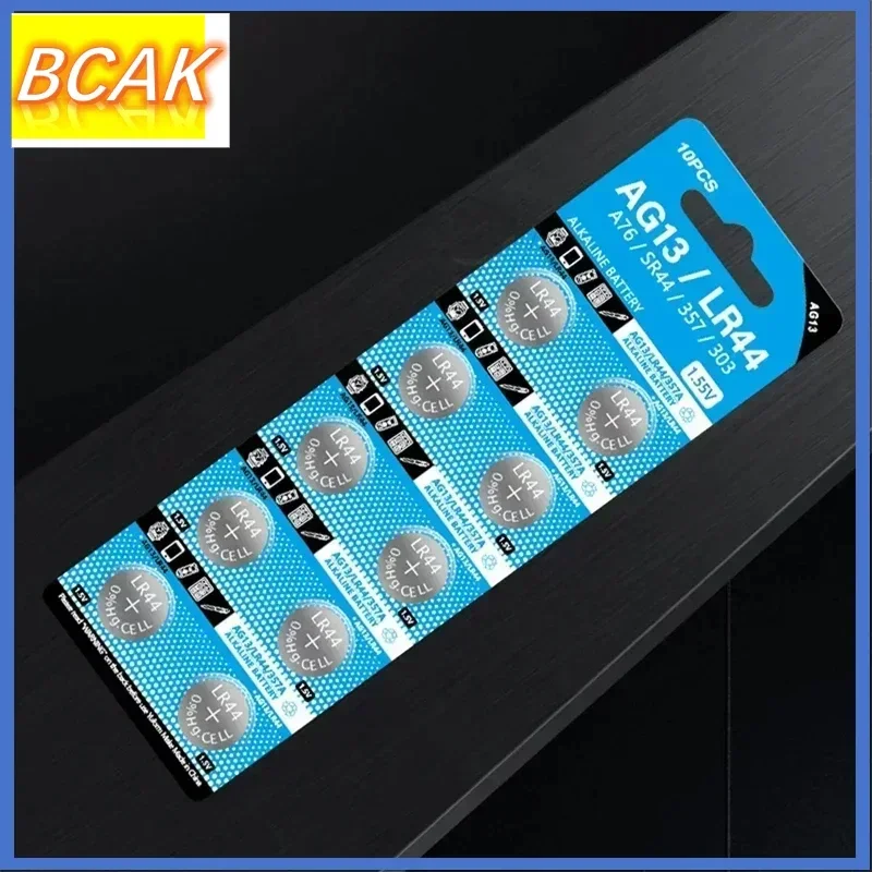 Bateria de botão BCAK 210mah AG13LR44 A76 357 357A LR1154 SR1154 SR44 1.55V Bateria para relógio calculadora chave do carro relógio remoto