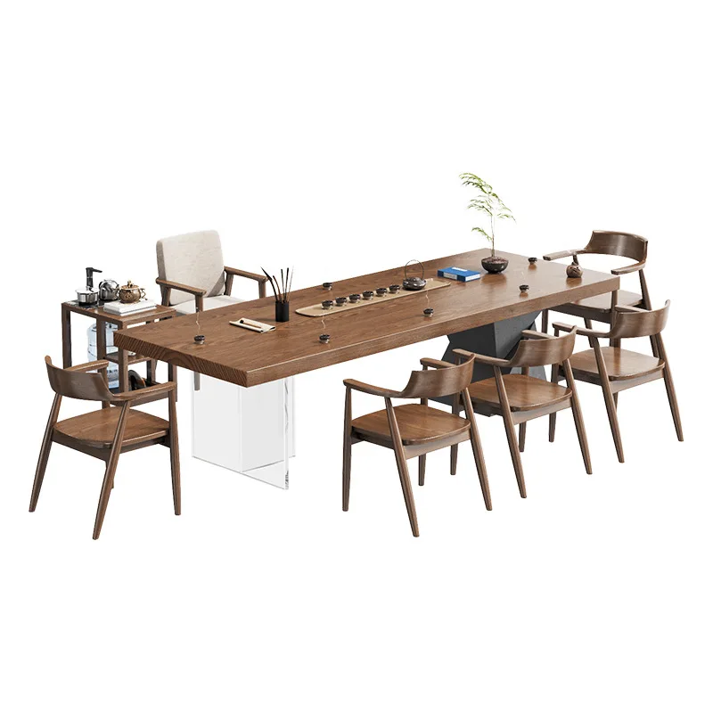 

Tea table full set of new Chinese-style household tea table and chair combination office negotiation Large board