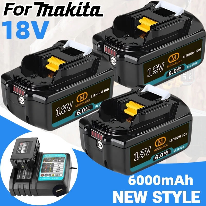 

100% оригинал для Makita Аккумулятор 18 В, 6,0 Ач BL1850B BL1860B BL1840 BL1830 BL1815, совместимый с инструментами DGA404/DTW700