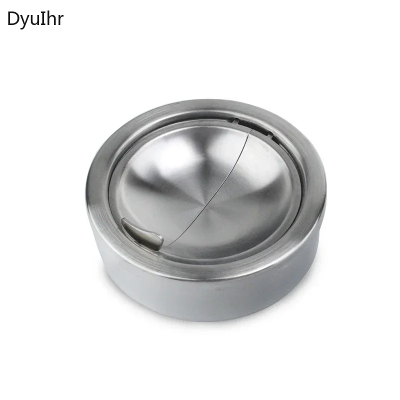 DyuIhr round thick stainless steel ashtray decoration hotel office with cover anti-fly ash metal crafts ashtray home decoration