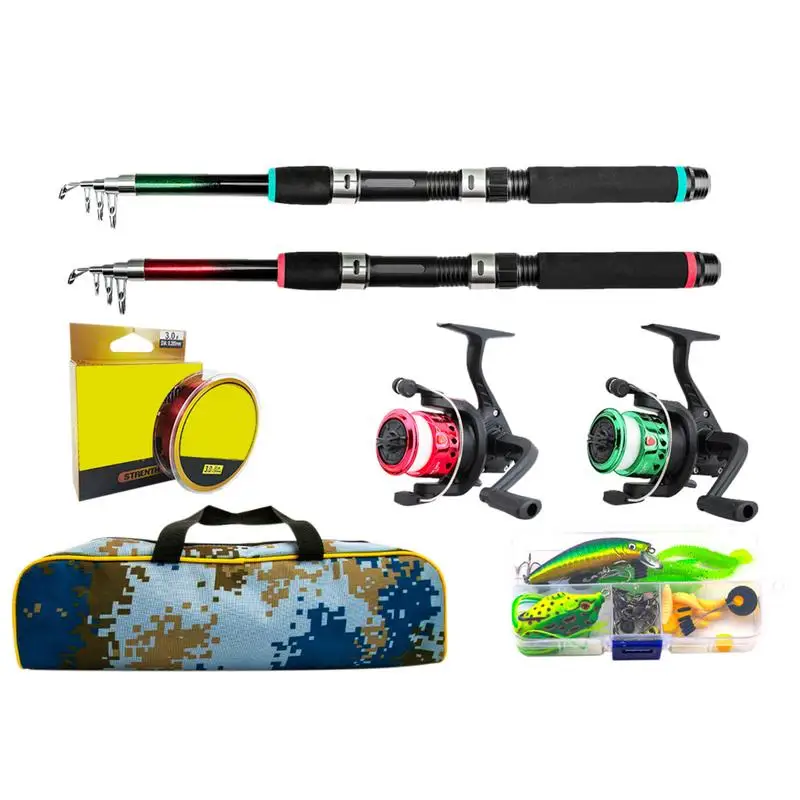 Fishing Rod and Reel Combo Portable Rod Reel Combinations Telescopic Fishing Rod Kit with Storage Bag Lightweight Fishing Gear