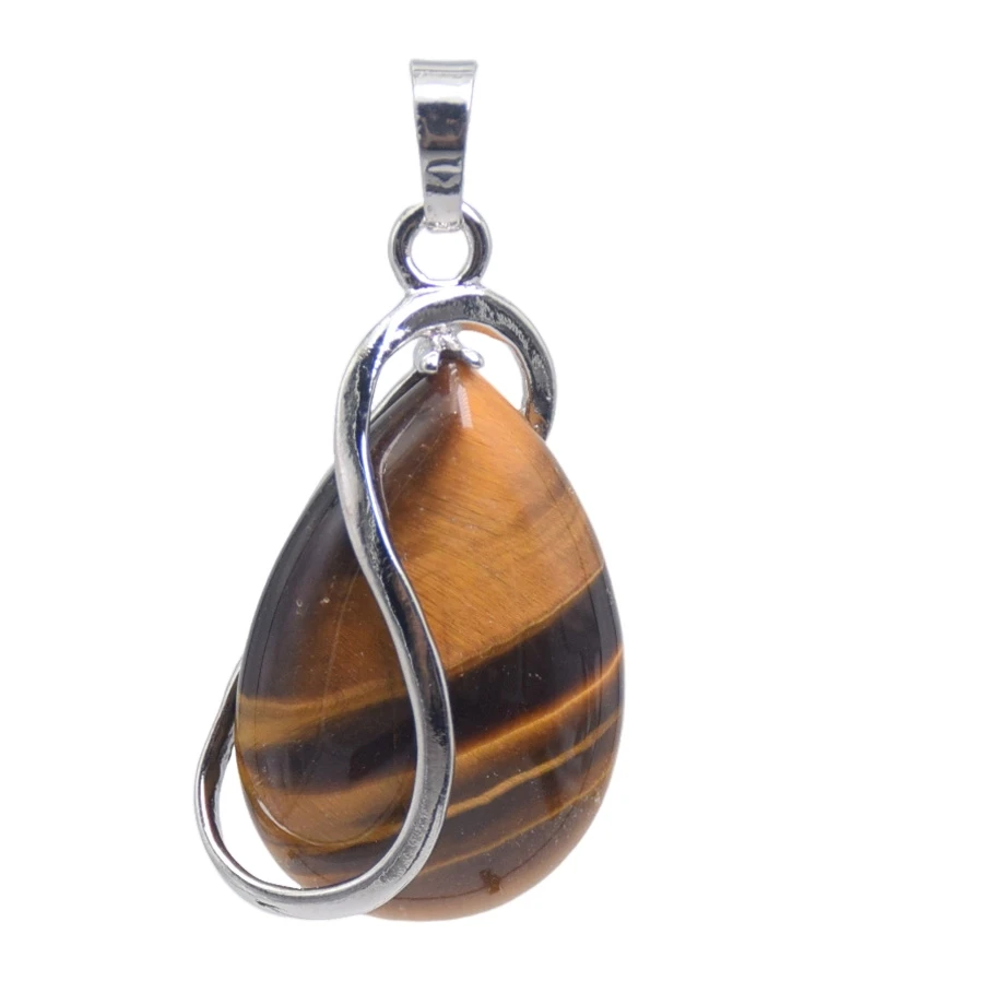 20x30MM Natural Amethysts Aventurine Rose Pink Quartz Tiger Eye Opal Carnelian Stone Water Drop Beads Pendant for Necklace