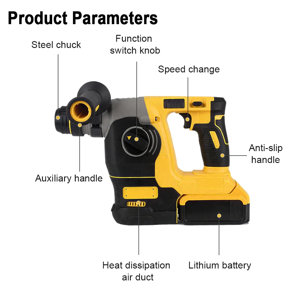Electric Pickaxe High-power Impact Drill Multi-functional Electric Brushless Hammer Drill Lightweight Impact Drill