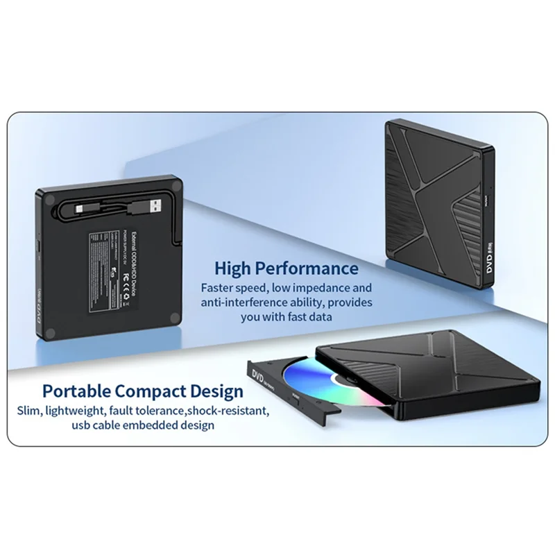 AA87 External Optical Drive Box USB3.0 Mobile Disc Reading CD Playback External Optical Disc Drive DVD Burning And Recording, Du