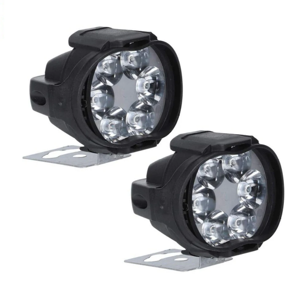 2PCS 6 LED Motorcycle Headlight Waterproof Scooters Spotlight Car Auxiliary Lamp Fog Bulb Work Lights white Universal 12v