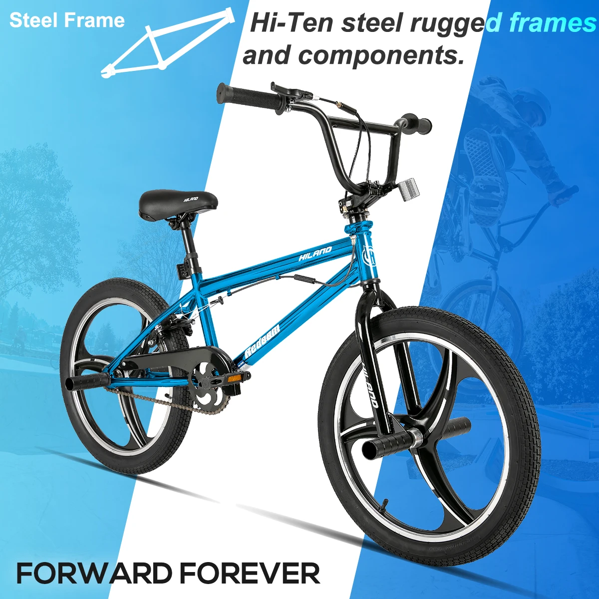 Hiland 20 Inch Kids BMX Bike for Boys Girls Ages 5-12, 360 Degree Rotor Freestyle, 4 Pegs Single Speed Kid’s BMX Bicycle