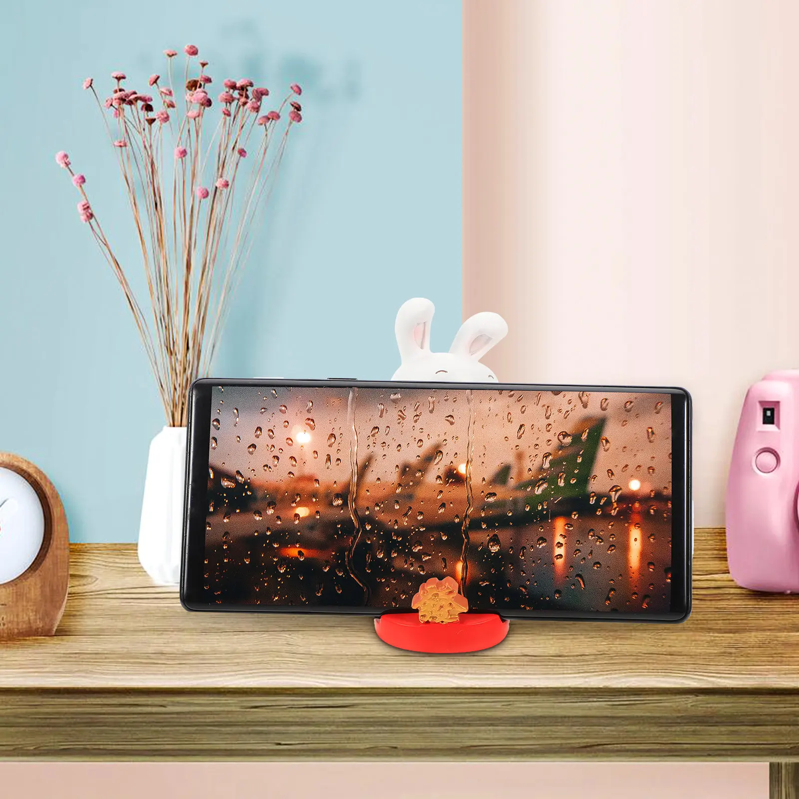 Bunny Phone Stand Resin Desktop Mobile Phone Holder Cute Rabbit Shape Stable Flat Bottom Design for Video Watching Smartphone