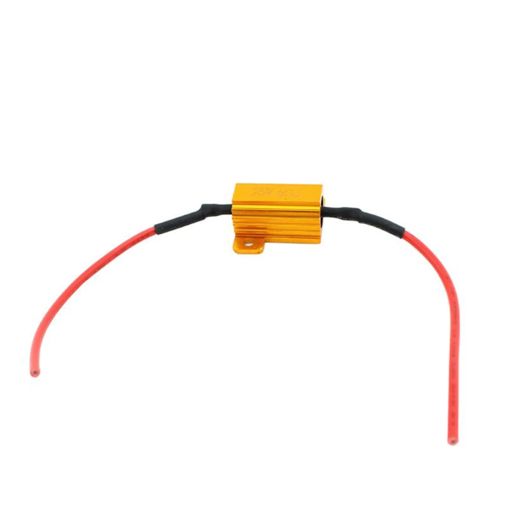 1 Pair Anti-Flicker Adapter 6ohm 25W Wirewound Resistor Waterproof LED Decoder Load Resistors for Turn Signal Blink LED Light