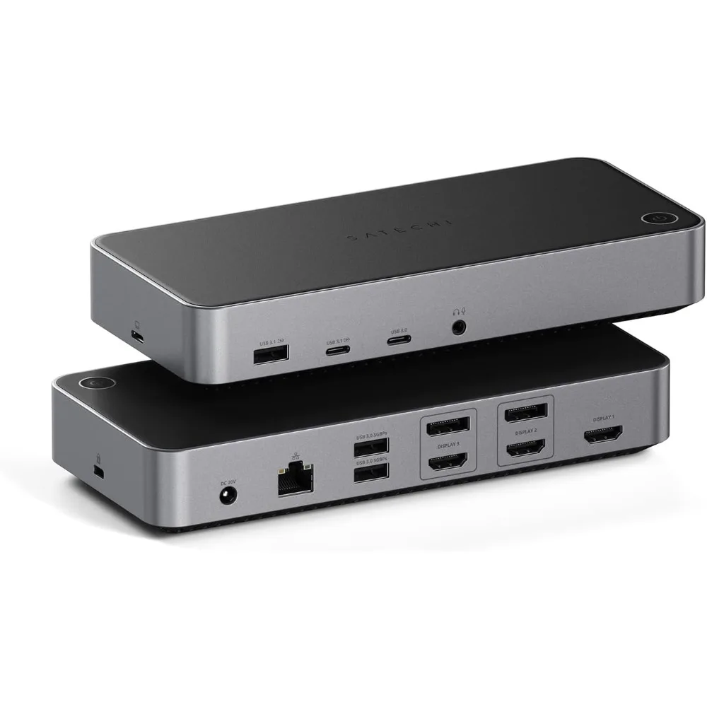 Triple 4K Docking Station, USB C Docking Station 14 in 1, with 100W PD, 2 DisplayPort, 3 HDMI, 4 USB C, USB-A, Gigabit Ethernet