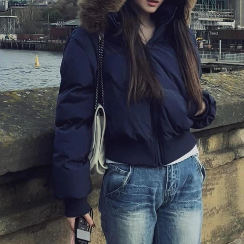 

Women's Short Cotton Jacket 2025 Winter New Style, Waist-cinched Thickened Cotton Coat, Petite Bread Jacket