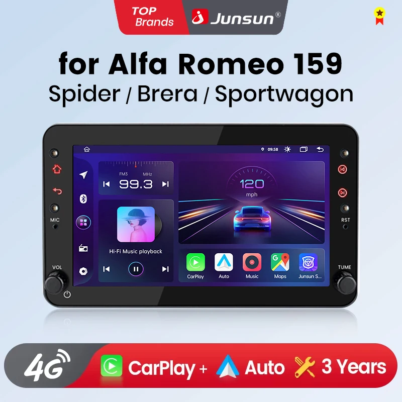 Junsun bezprzewodowy CarPlay Android Radio samochodowe dla Alfa Romeo 159 Brera spire Sportwagon GPS inteligentne systemy samochodowe Smart Auto
