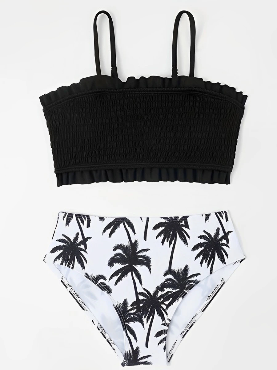 2026 Print Strappy High Waist Bikini Girls Swimsuit Kids Swimwear Female Children\'s Bathers Bathing Swimming Swim Suit Beachwear