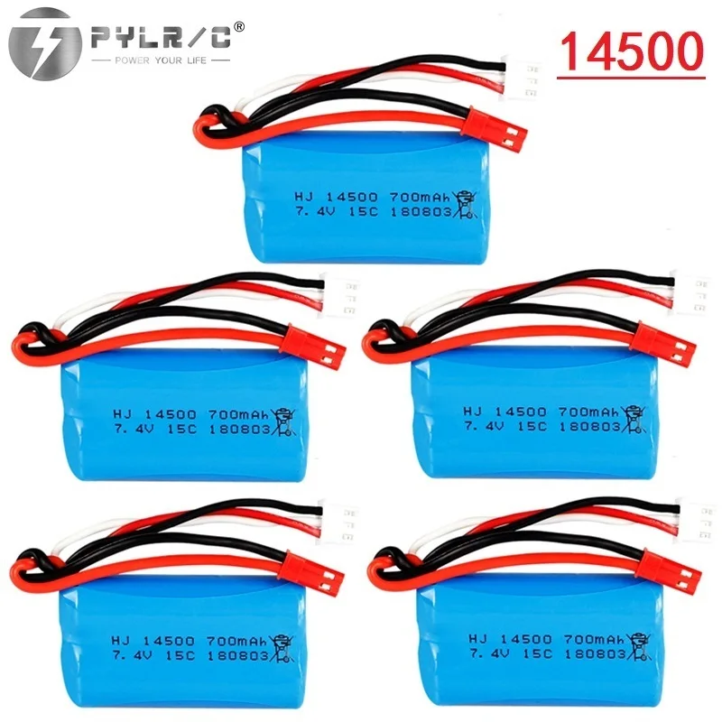 7.4V 700mah 14500 akumulator do FT007 zdalnie sterowana łódka RC zabawki motorówka do Syma F1 FX059 zdalnie sterowanego samolotu 2s 7.4v bateria LIPO