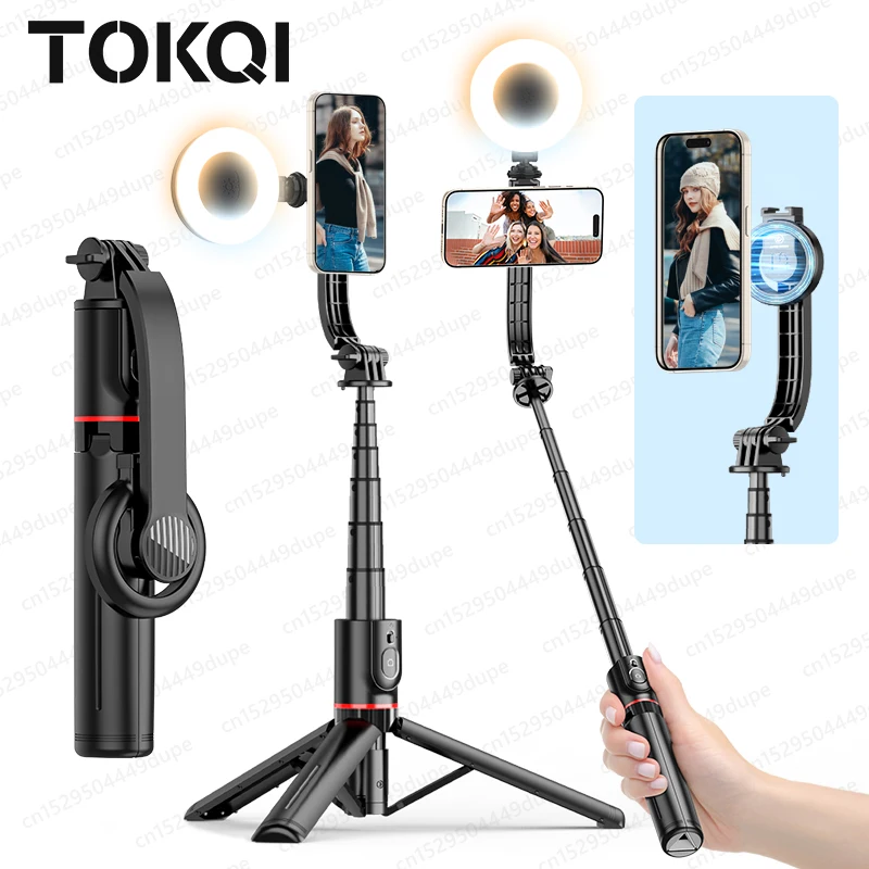 TOKQI Magnetic Selfie Stick Tripod with Remote for Smartphone Mobile Phone Stand for iPhone 14 13 12 Pro Max For Cellphone