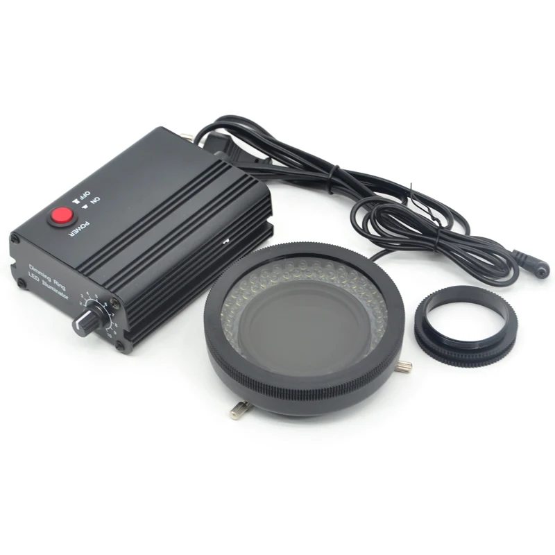 Fyscope-led Ring Light com Control Box e Power Adapter Iluminador Lâmpada para Microscópio Estéreo Polarizador Polarizador 78 Lâmpadas