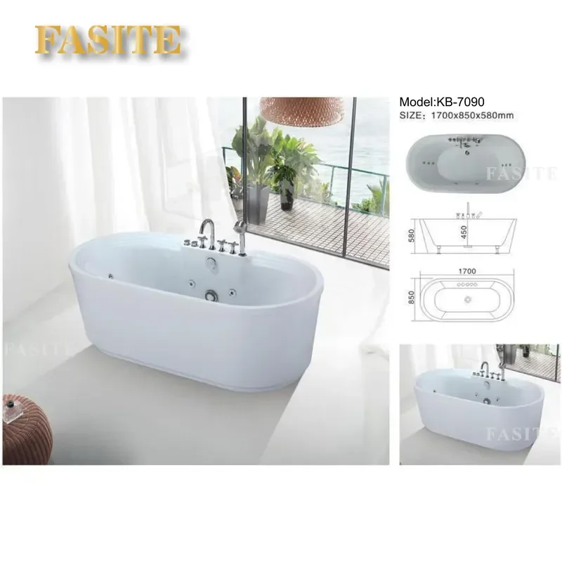 Modern Freestanding Boat Shaped Bathtub Custom Size Soaking Tub for Hotel Spa Home Bathroom Acrylic Mobile Shower Bath
