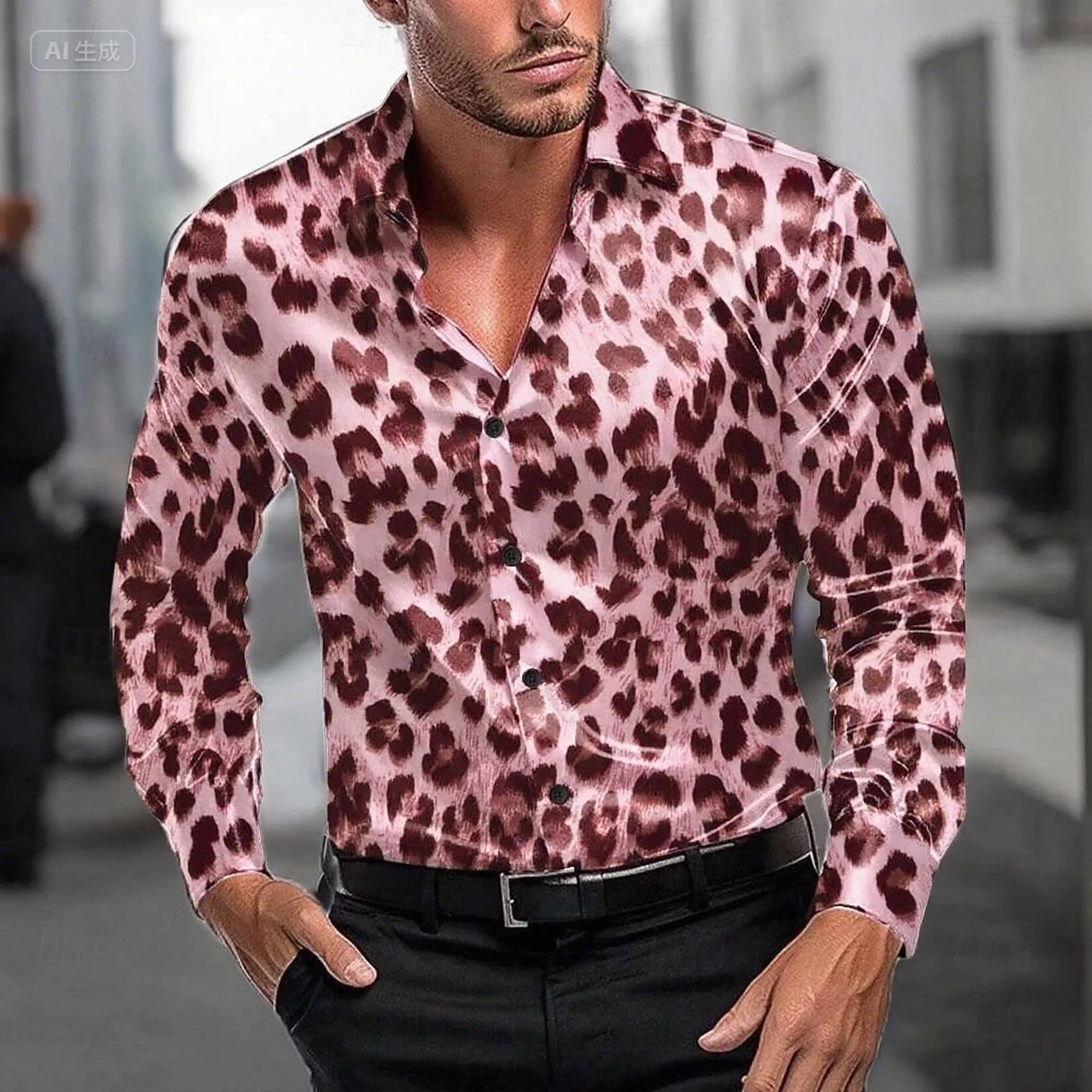 Casual Leopard Print Men's Shirt 12 Colors Button Shirt Long Sleeve Fashion Casual Party Leisure Spring Autumn Lapel Tops