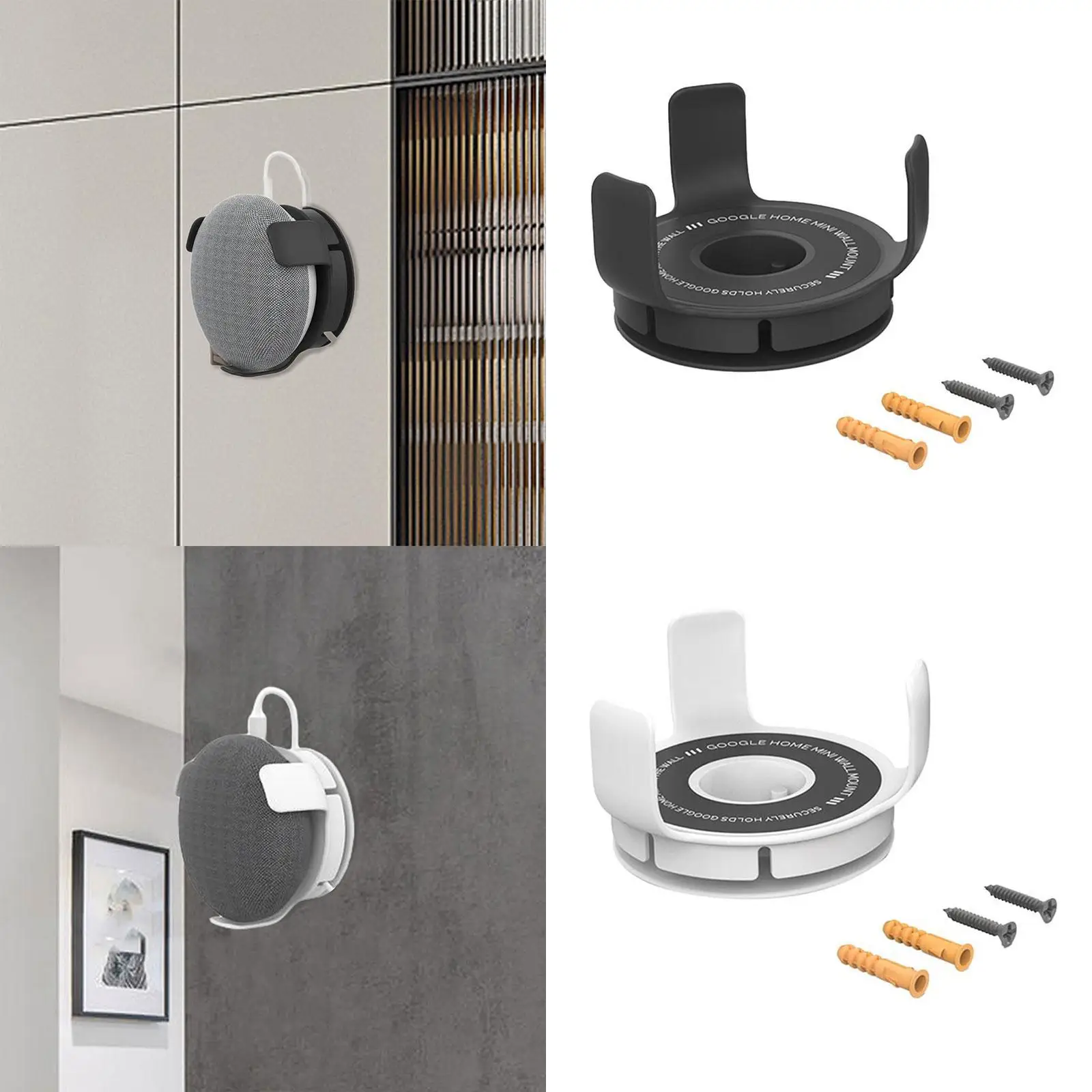 Wall Mount Holder Cord Management Organize Cleaner Look Sturdy Easy to Install with Charging Port Smart Home Speaker Accessory