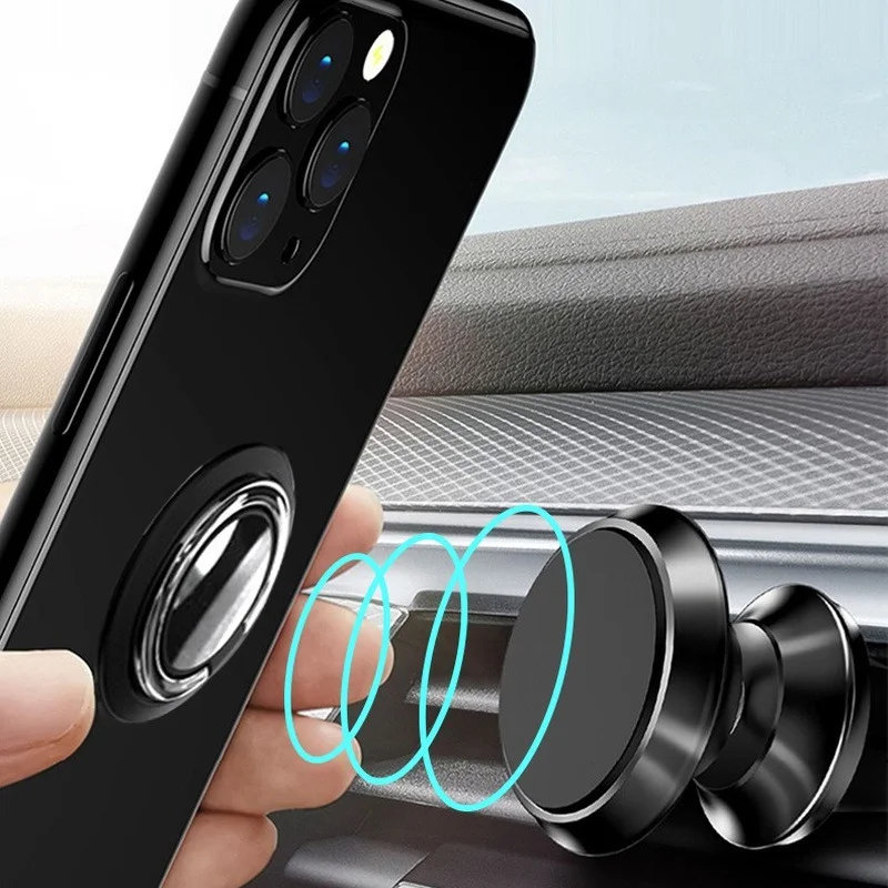 360 Rotation Finger Ring Phone Holder Strong Adsorption Mobile Phone Back Alloy Mental Stand for Magnetic Bracket Accessories