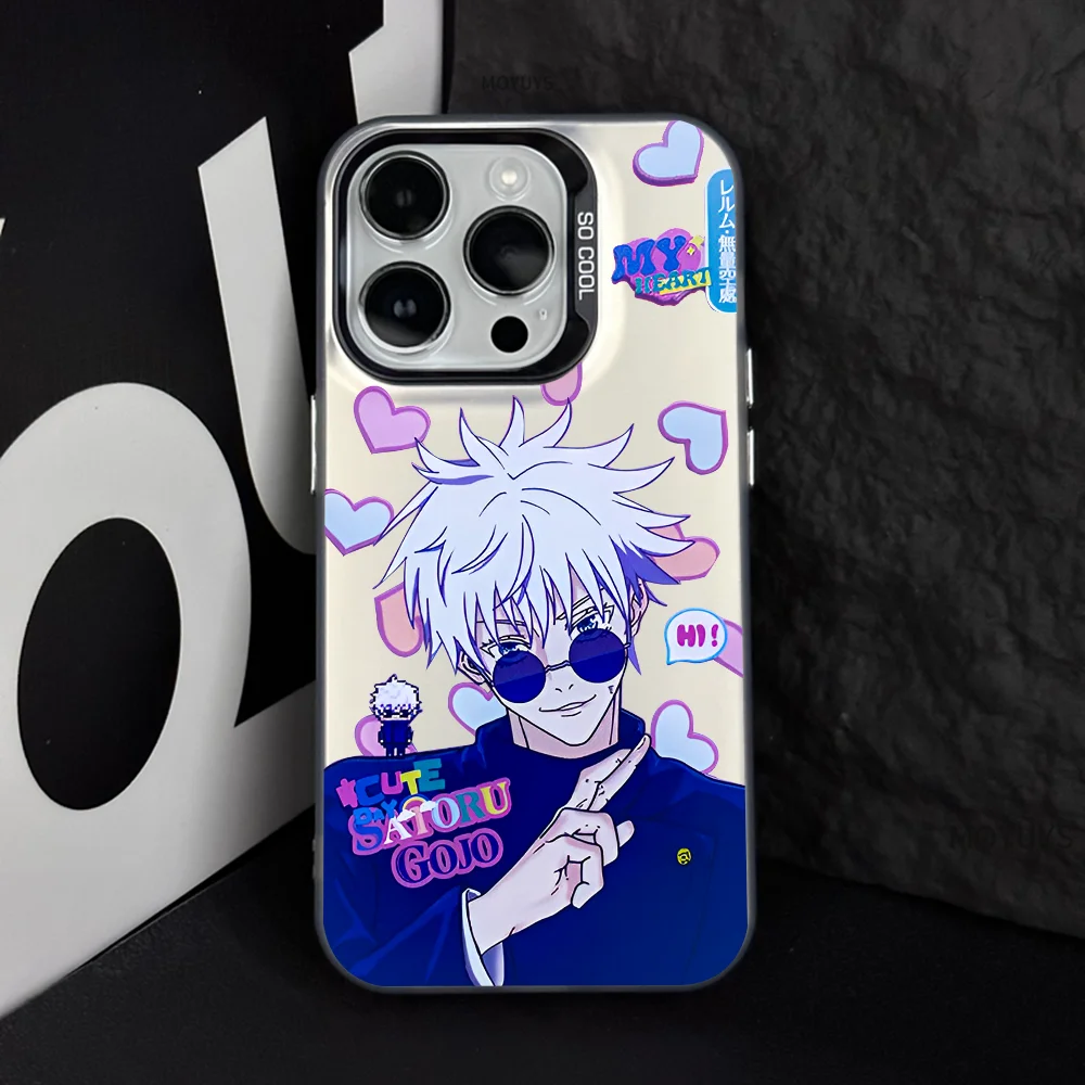 Satoru Gojo Jujutsu Kaisen Anime Phone Case IMD Cor Prata Shell Para IPhone 16 15 14 13 12 Pro Max Plus