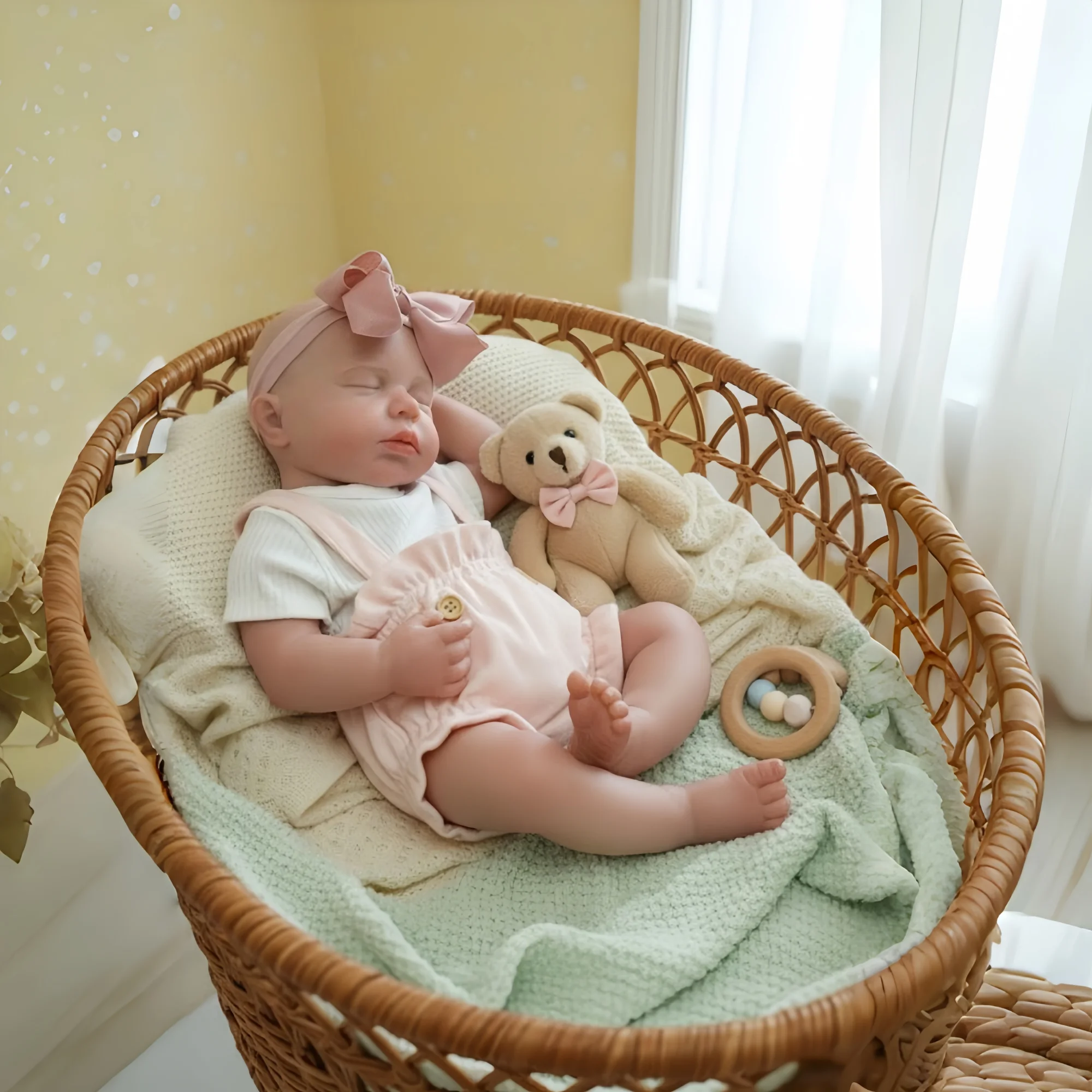 Poupée reborn fille Loulou en silicone de 18 pouces, mignonne, avec bouche ouvrable, cheveux peints, faite à la main, flexible, très douce, pour enfants