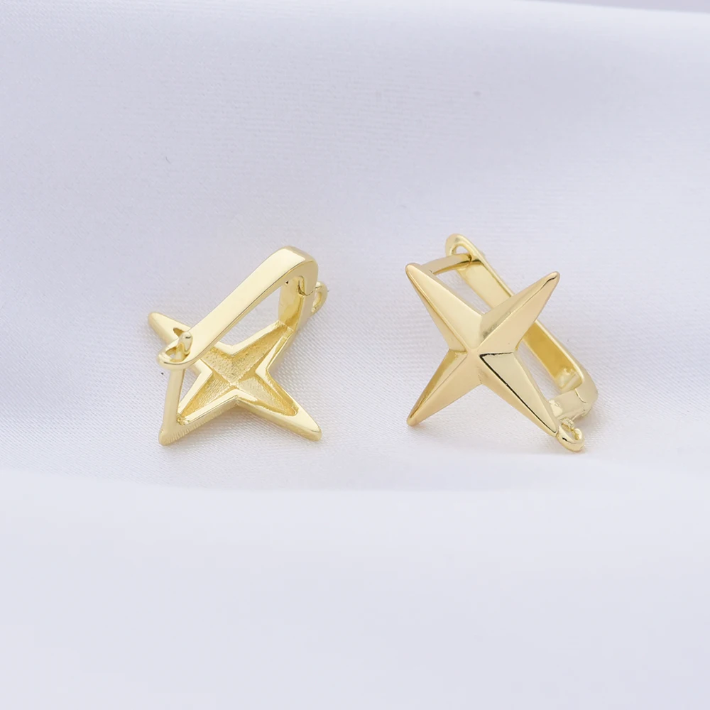 Boucle d'oreille étoile plaquée or 14 carats pour femme, boucle d'oreille en laiton, fermoir à crochets, accessoires de bijoux, fournitures exécutives