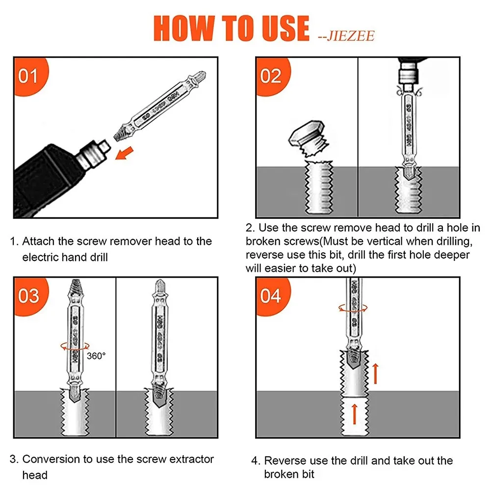 High Quality Damaged Screw Remover Remover Stripped Drill Stud Reverse Tool 5PCS Broken Bolt Damage Screw Drill Bits